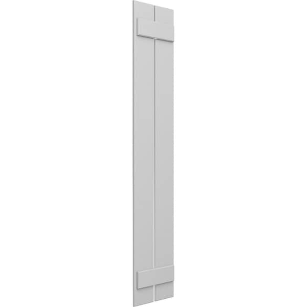 True Fit PVC Two Board Spaced Board-n-Batten Shutters, Primed, 11 1/4W X 70H